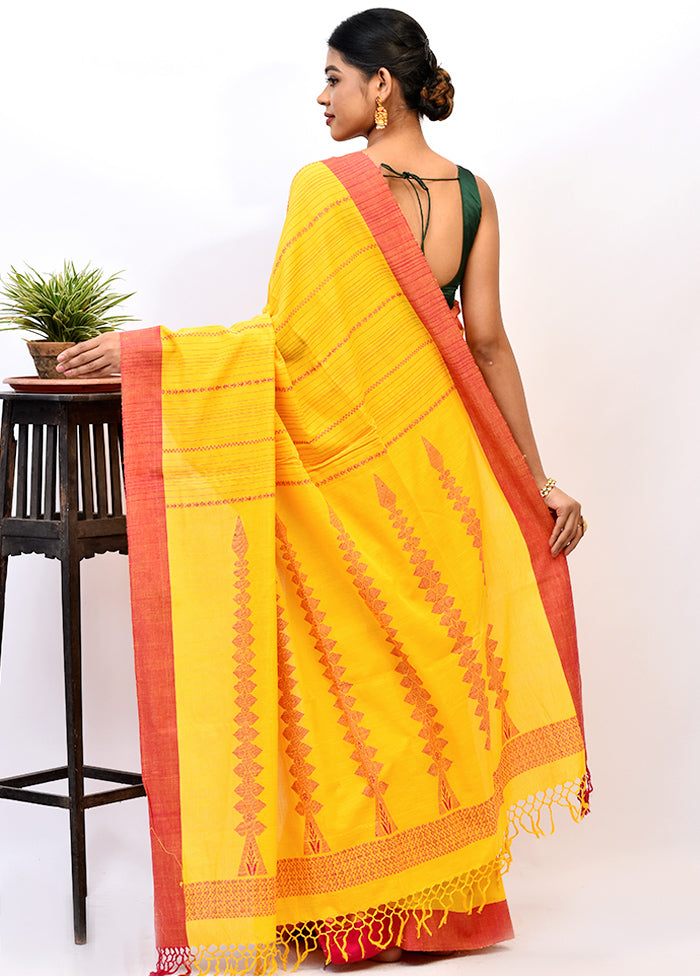 Yellow Matka Silk Saree With Blouse Piece - Indian Silk House Agencies