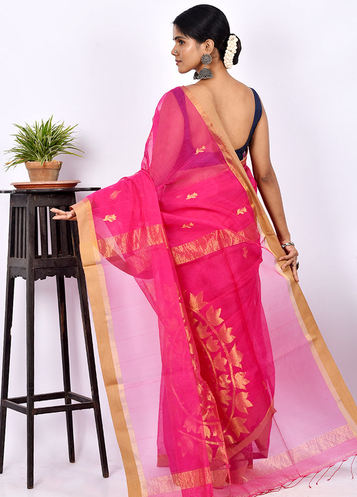 Fuchsia Pink Matka Silk Saree With Blouse Piece - Indian Silk House Agencies