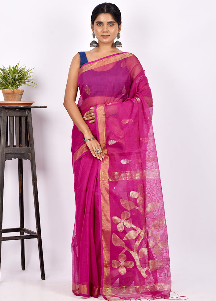 Purple Matka Silk Saree With Blouse Piece - Indian Silk House Agencies