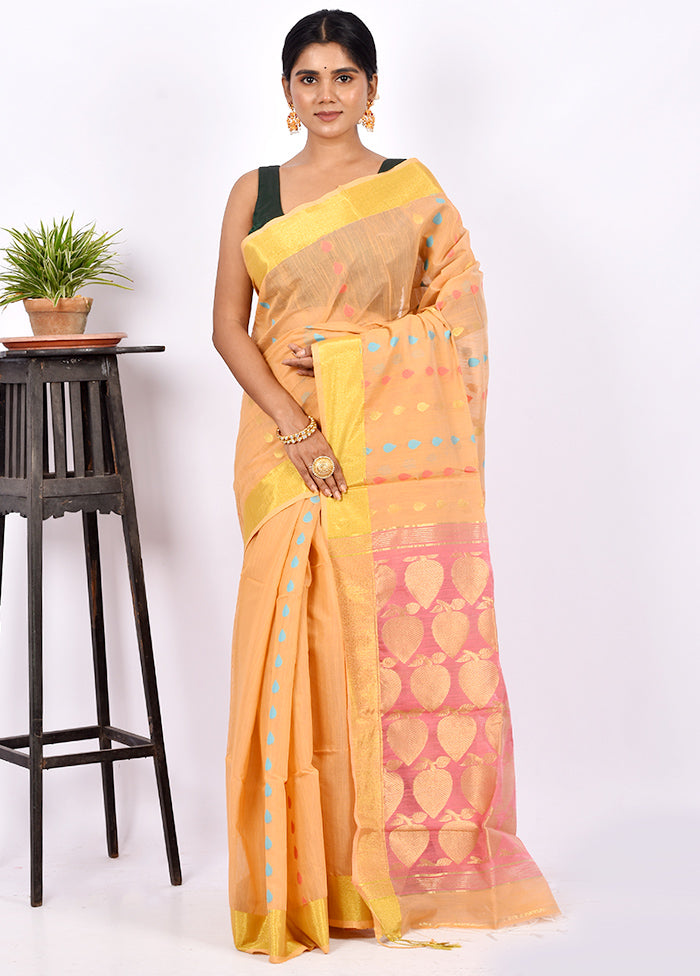 Peach Matka Silk Saree With Blouse Piece - Indian Silk House Agencies