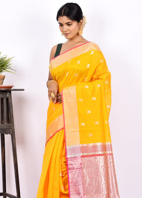 Yellow Matka Silk Saree With Blouse Piece - Indian Silk House Agencies