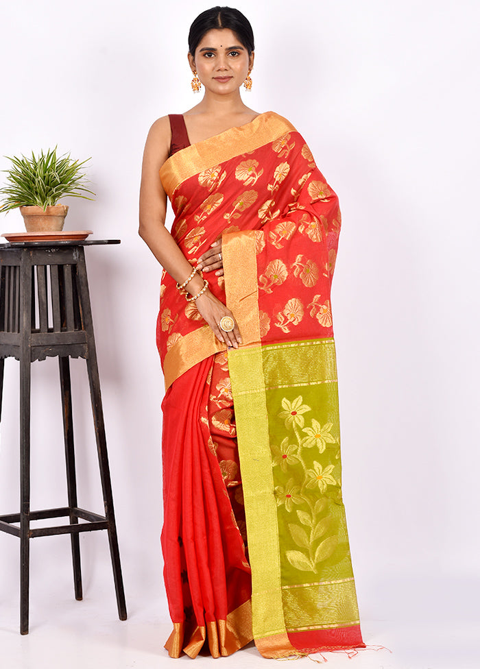 Red Matka Silk Saree With Blouse Piece - Indian Silk House Agencies