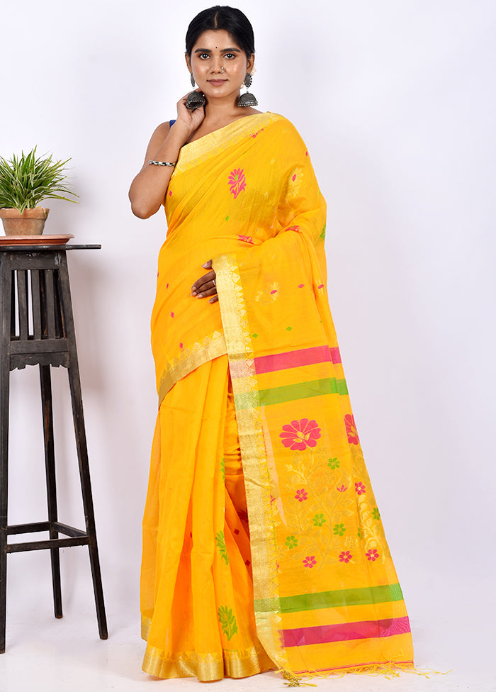 Yellow Matka Silk Saree With Blouse Piece - Indian Silk House Agencies