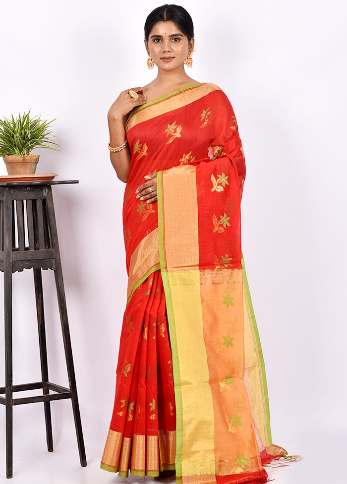 Red Matka Silk Saree With Blouse Piece - Indian Silk House Agencies