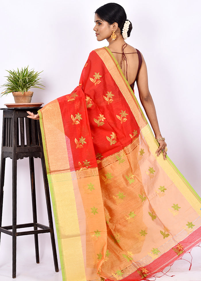 Red Matka Silk Saree With Blouse Piece - Indian Silk House Agencies