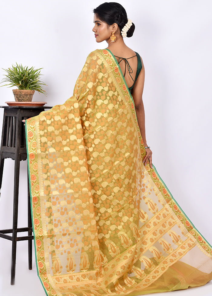 Golden Kora Silk Saree With Blouse Piece - Indian Silk House Agencies