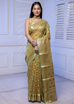 Green Kora Silk Saree With Blouse Piece