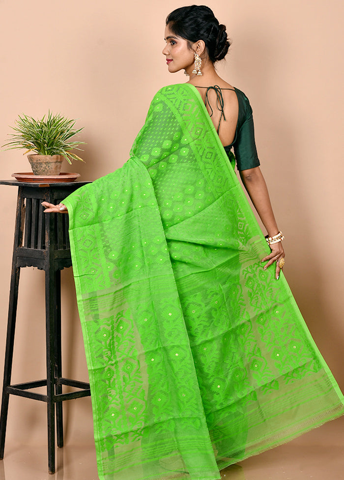 Light Green Tant Jamdani Saree Without Blouse Piece - Indian Silk House Agencies