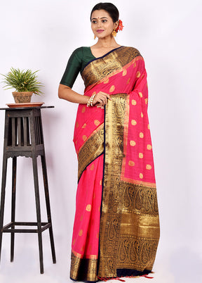 Pink Dupion Silk Saree With Blouse Piece - Indian Silk House Agencies