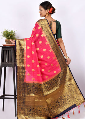 Pink Dupion Silk Saree With Blouse Piece - Indian Silk House Agencies