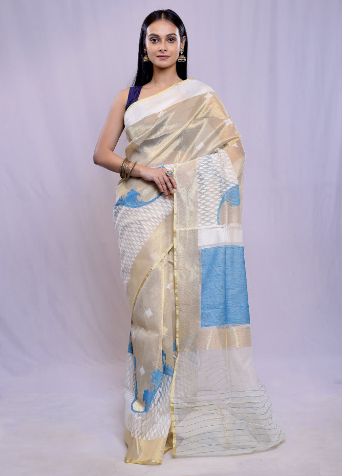 Cream Net Saree With Blouse Piece - Indian Silk House Agencies