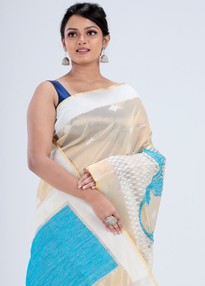 Cream Net Saree With Blouse Piece - Indian Silk House Agencies