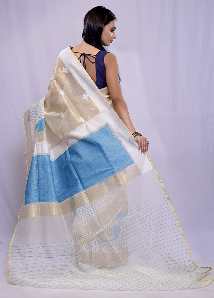 Cream Net Saree With Blouse Piece - Indian Silk House Agencies