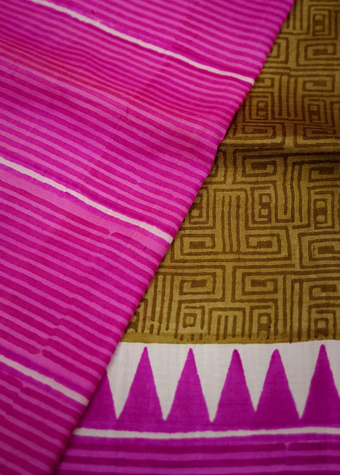 Pink Printed Pure Silk Saree With Blouse Piece - Indian Silk House Agencies