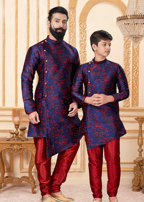 2 PC Multicolor Silk Father And Son Combo