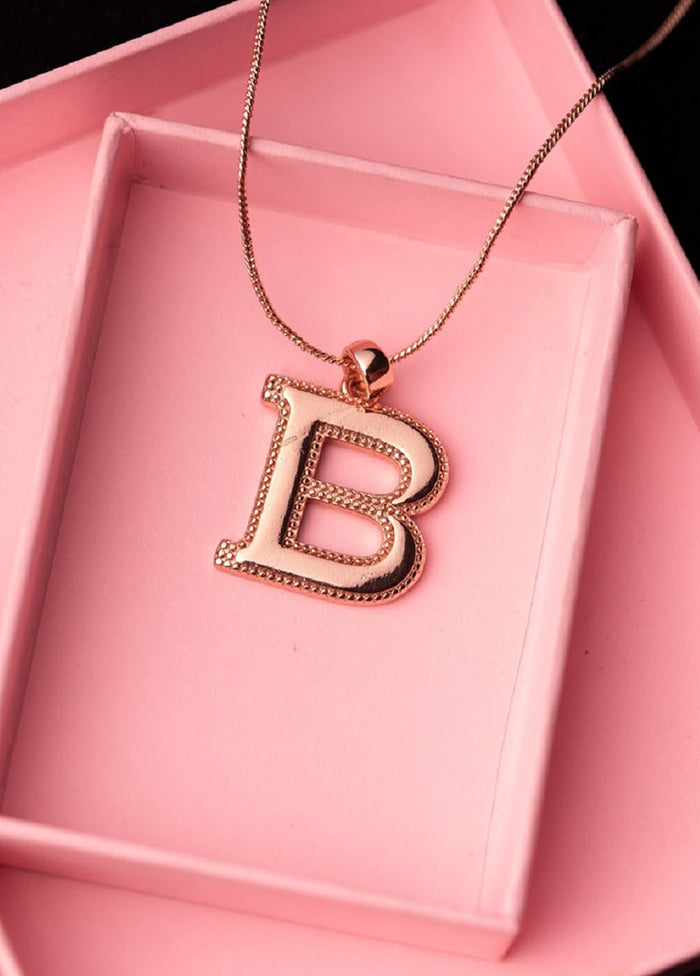 Rose Gold Plated Beautiful B Pendant - Indian Silk House Agencies