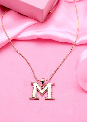 Rose Gold Plated Magnificent M Pendant - Indian Silk House Agencies