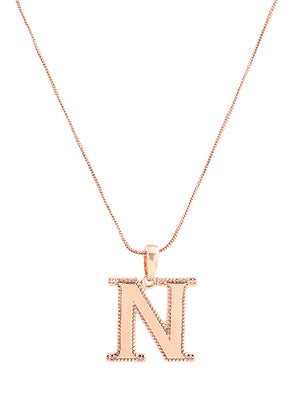 Rose Gold Plated Noble N Pendant - Indian Silk House Agencies