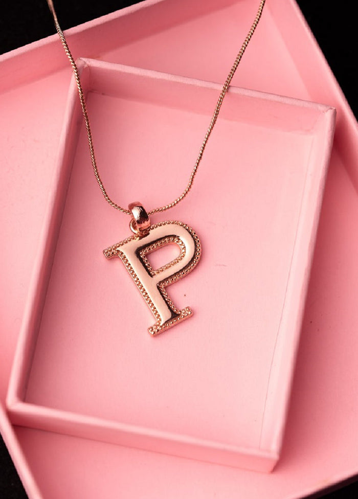 Rose Gold Plated Pleasant P Pendant - Indian Silk House Agencies