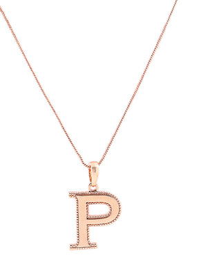 Rose Gold Plated Pleasant P Pendant - Indian Silk House Agencies