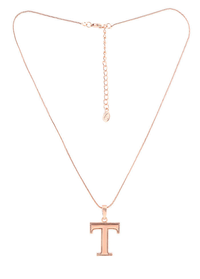 Rose Gold Plated Trendy T Alphabet Pendant - Indian Silk House Agencies