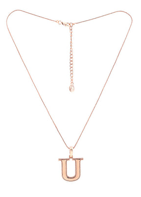 Rose Gold Plated Unique U Alphabet Pendant - Indian Silk House Agencies