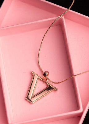 Rose Gold Plated Vibrant V Alphabet Pendant - Indian Silk House Agencies