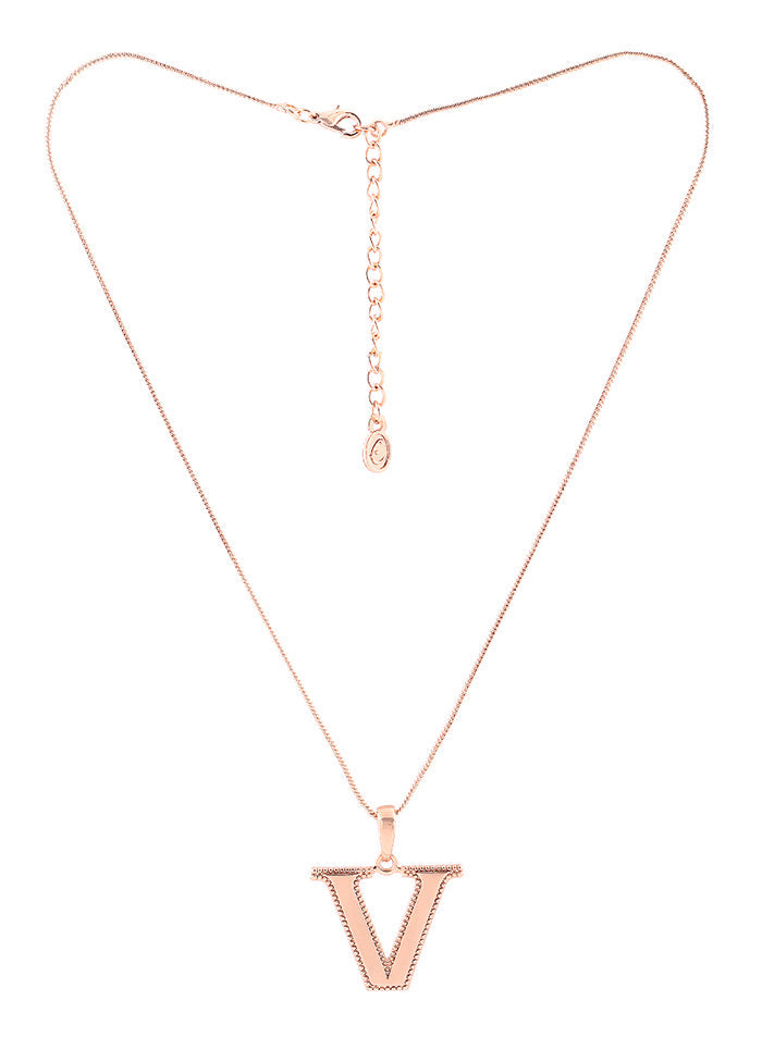 Rose Gold Plated Vibrant V Alphabet Pendant - Indian Silk House Agencies