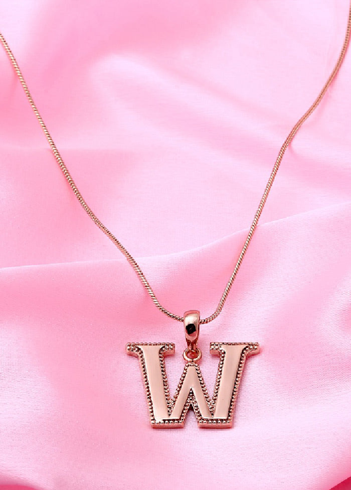 Rose Gold Plated Wonderful W Alphabet Pendant - Indian Silk House Agencies