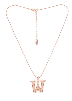 Rose Gold Plated Wonderful W Alphabet Pendant - Indian Silk House Agencies