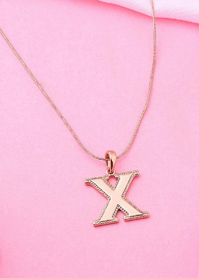 Rose Gold Plated Ablaze X Alphabet Pendant - Indian Silk House Agencies