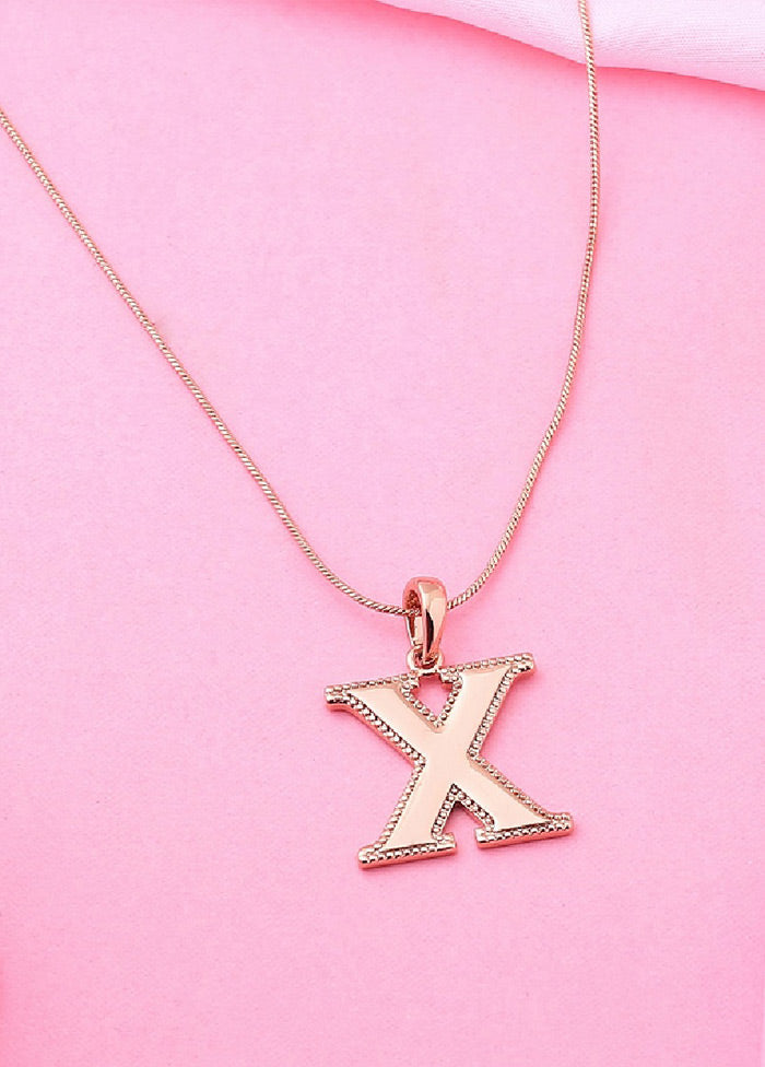 Rose Gold Plated Ablaze X Alphabet Pendant - Indian Silk House Agencies