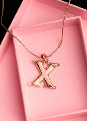 Rose Gold Plated Ablaze X Alphabet Pendant - Indian Silk House Agencies