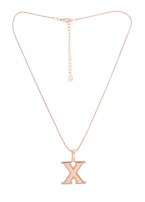 Rose Gold Plated Ablaze X Alphabet Pendant - Indian Silk House Agencies