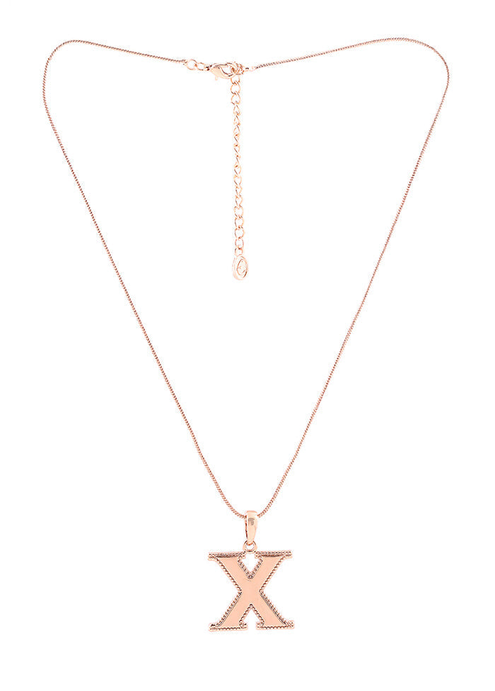 Rose Gold Plated Ablaze X Alphabet Pendant - Indian Silk House Agencies