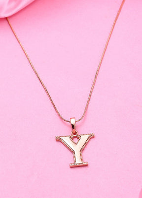 Rose Gold Plated Sleek Y Alphabet Pendant - Indian Silk House Agencies