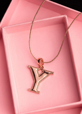 Rose Gold Plated Sleek Y Alphabet Pendant - Indian Silk House Agencies