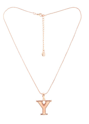 Rose Gold Plated Sleek Y Alphabet Pendant - Indian Silk House Agencies