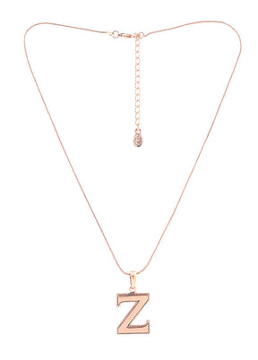 Rose Gold Plated Zesty Z Alphabet Pendant - Indian Silk House Agencies