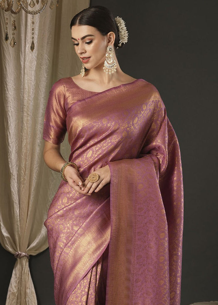 Mauve Dupion Silk Saree With Blouse Piece