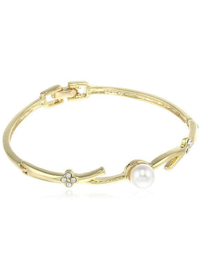 Estele Rhodium Plated Pearl Bracelet - Indian Silk House Agencies