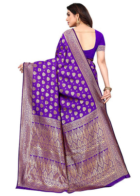 Purple Spun Silk Saree With Blouse Piece - Indian Silk House Agencies