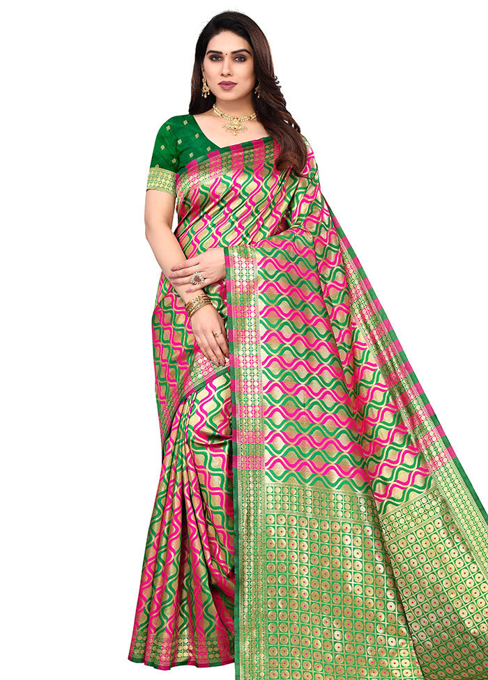 Rani Spun Silk Saree With Blouse Piece - Indian Silk House Agencies