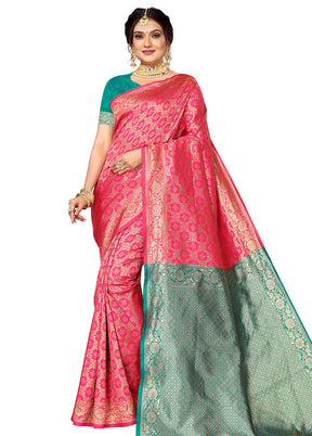 Pink Spun Silk Saree With Blouse Piece - Indian Silk House Agencies