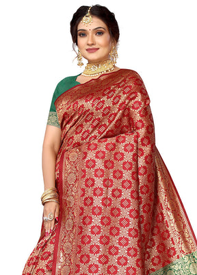 Maroon Spun Silk Saree With Blouse Piece - Indian Silk House Agencies