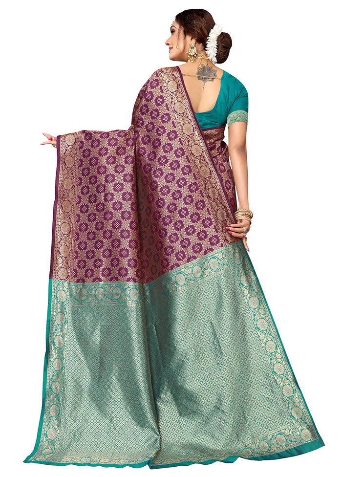 Wine Spun Silk Saree With Blouse Piece - Indian Silk House Agencies