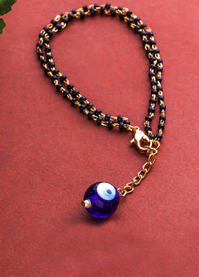 Gold Plated Circular Eye Ball Designer Mangalsutra Bracelet - Indian Silk House Agencies