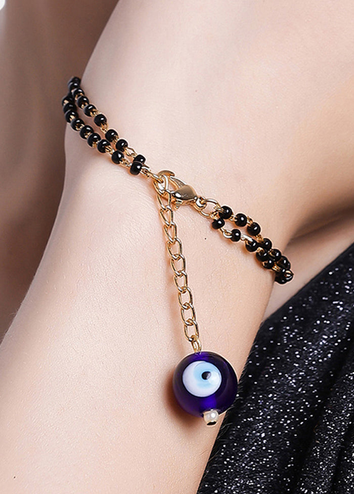 Gold Plated Circular Eye Ball Designer Mangalsutra Bracelet - Indian Silk House Agencies