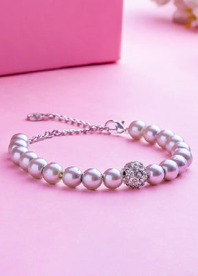 Rhodium Plated Fascinating Pearl Bracelet - Indian Silk House Agencies