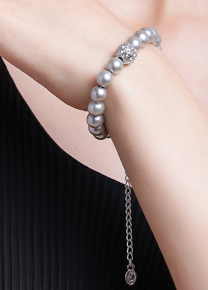 Rhodium Plated Fascinating Pearl Bracelet - Indian Silk House Agencies